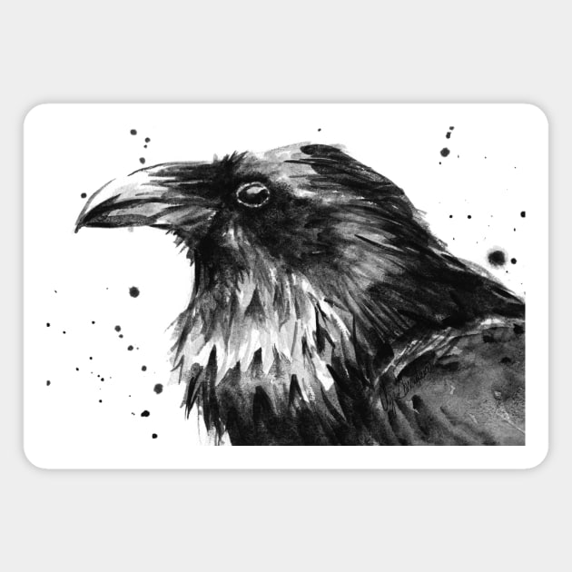 Raven Watercolor Magnet by Olechka